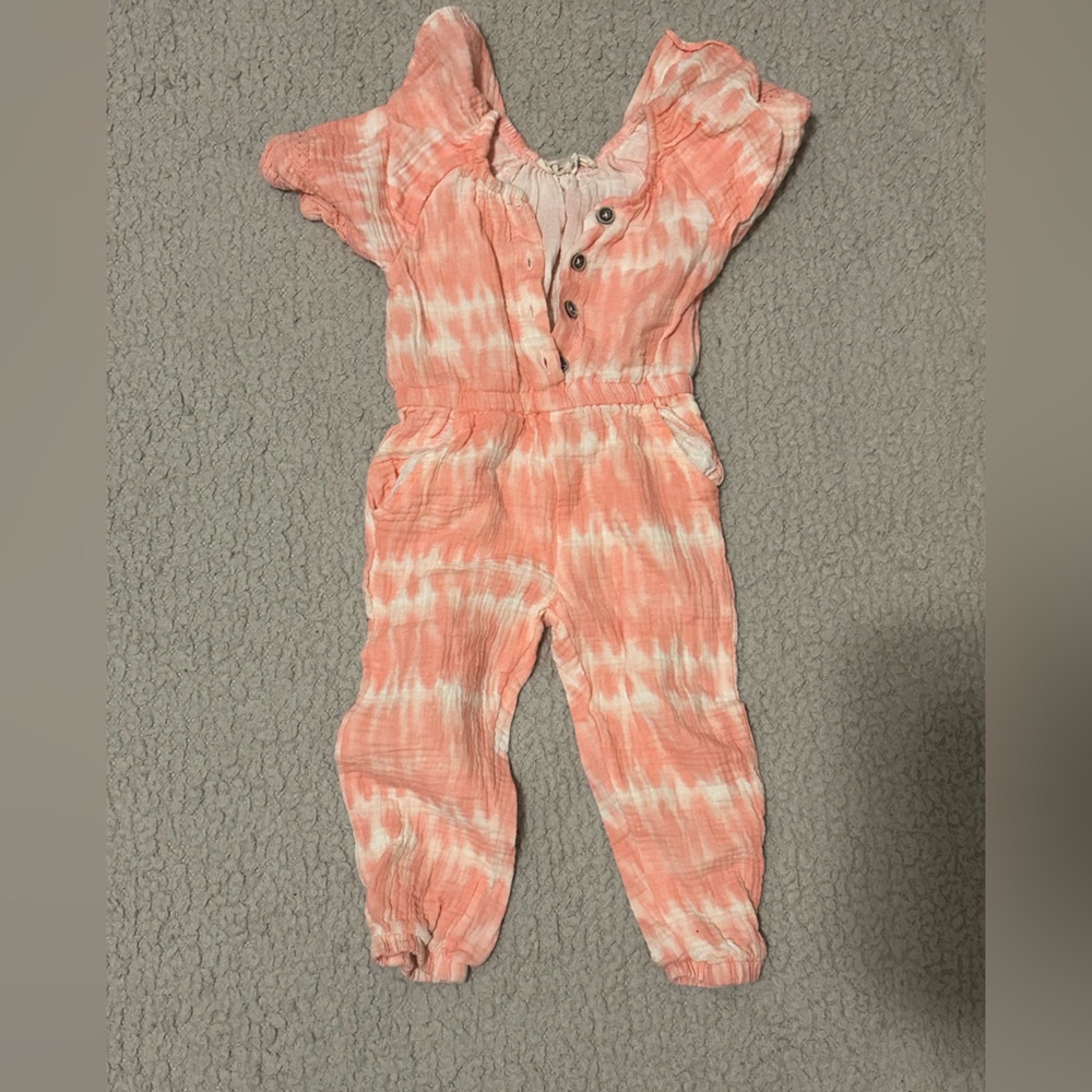 Jessica Simpson Coral Tie-Dye Kids Romper